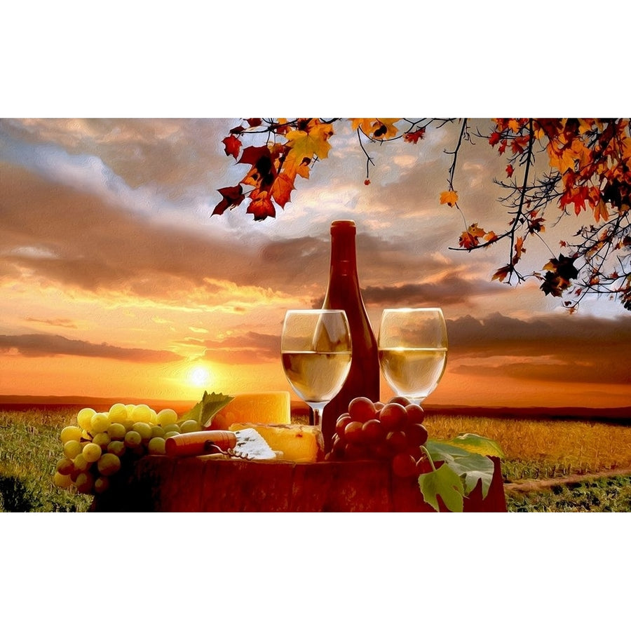 Bottle of Wine with Fruits At Sunset Poster Print by Ronald Bolokofsky-VARPDXFAS2273 Image 1