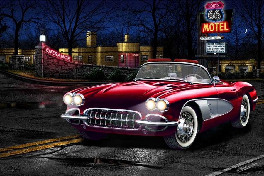 Red Vette 66 Poster Print by Helen Flint-VARPDXFLI07 Image 1