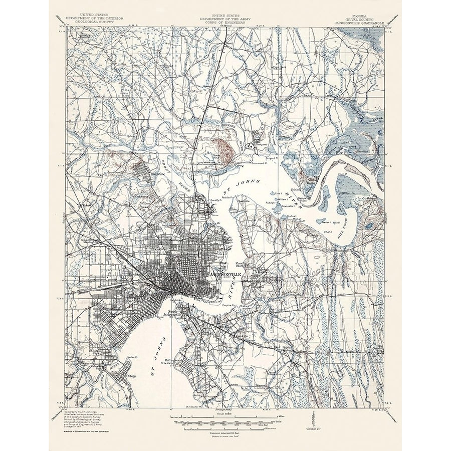 Jacksonville Florida Quad - USGS 1917 Poster Print by USGS USGS-VARPDXFLJA0001 Image 1