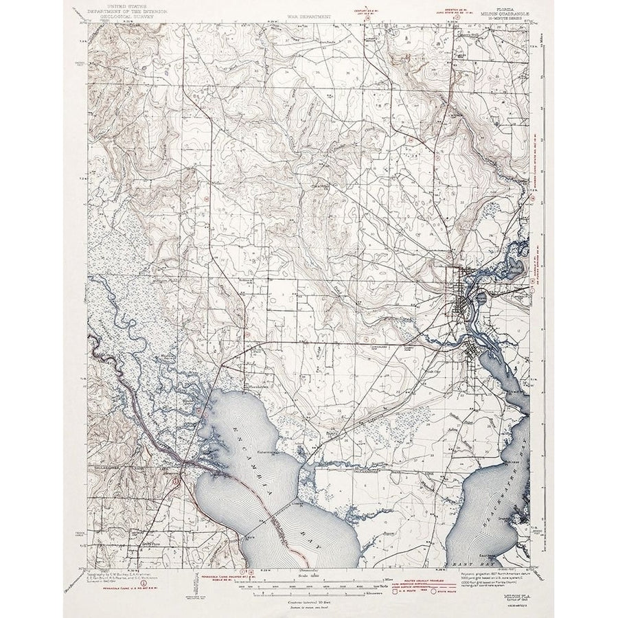 Milton Florida Quad - USGS 1943 Poster Print by USGS USGS-VARPDXFLMI0001 Image 1