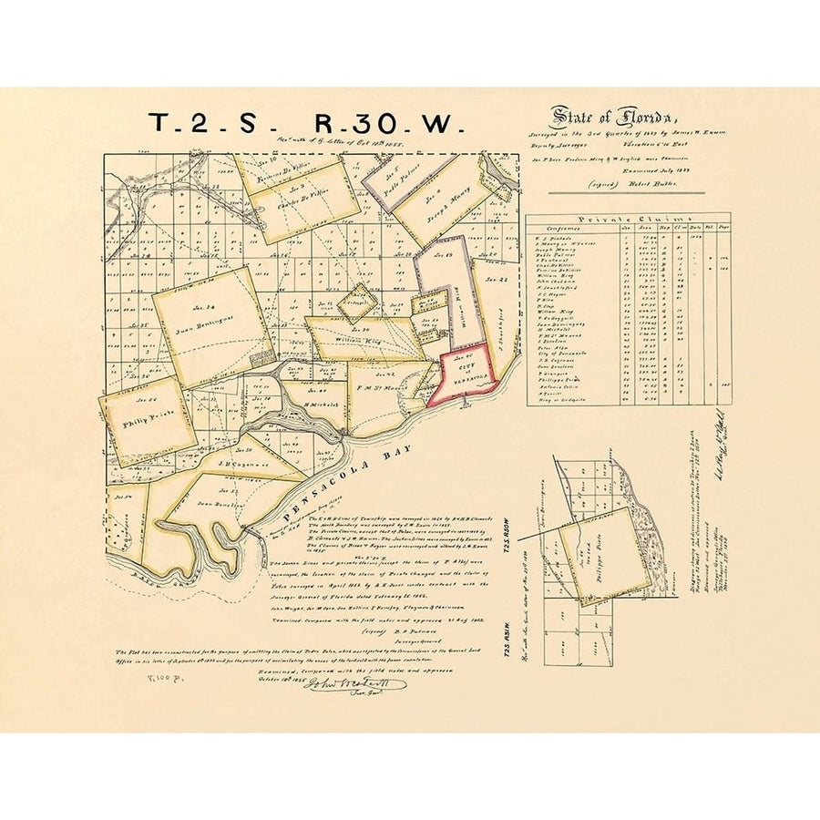 Pensacola Bay Florida Landowner - Butler 1829 Poster Print by Butler Butler-VARPDXFLPE0004 Image 1