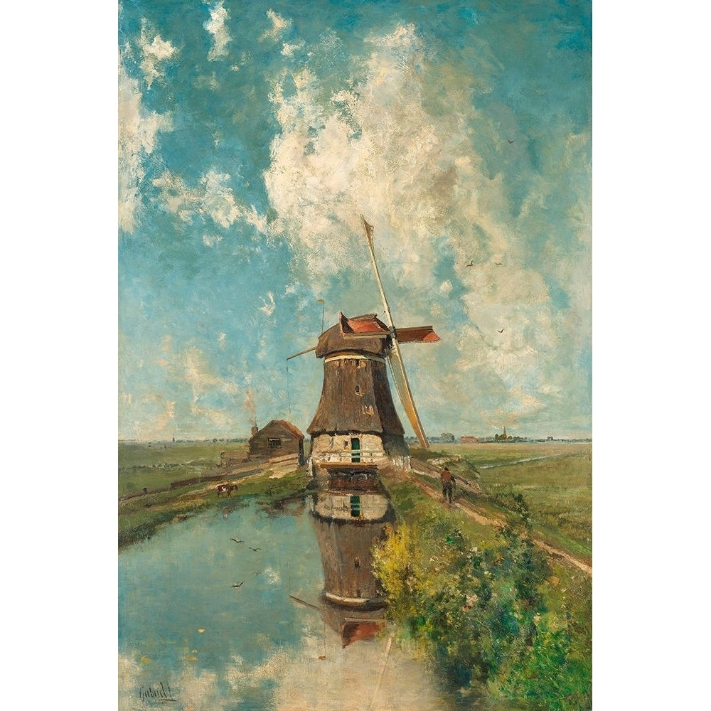 A Windmill on a Polder Waterway c 1889 Poster Print by Paul Joseph Constantin Gabriel-VARPDXG2108D Image 1