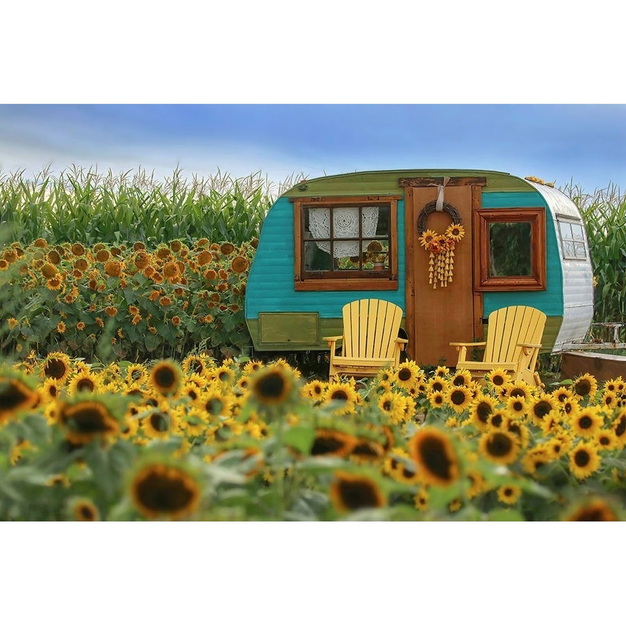 Vintage Camper and Sunflowers 2 Poster Print - Carrie Ann Grippo-Pike-VARPDXG2257D Image 1