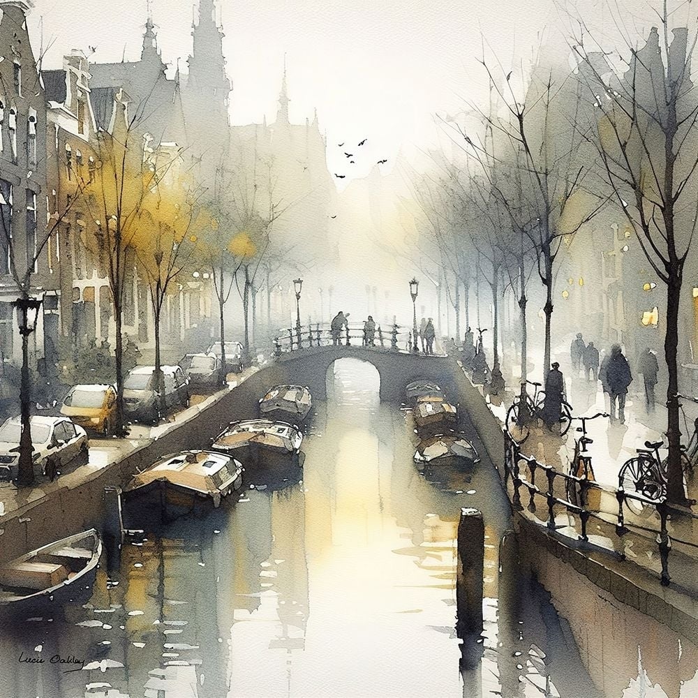 Early Morning in Amsterdam Poster Print - Lucie Oakley-VARPDXGA020208 Image 1