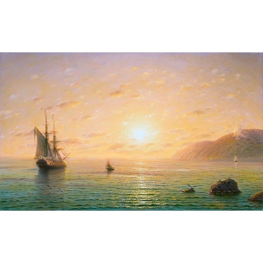 Sailboat in the sea. Morning Poster Print by Alexander Goryachev-VARPDXGA6 Image 1