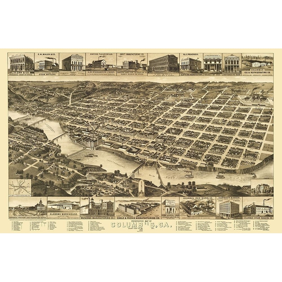 Columbus Georgia - Wellge 1886 Poster Print by Wellge Wellge-VARPDXGACO0004 Image 1