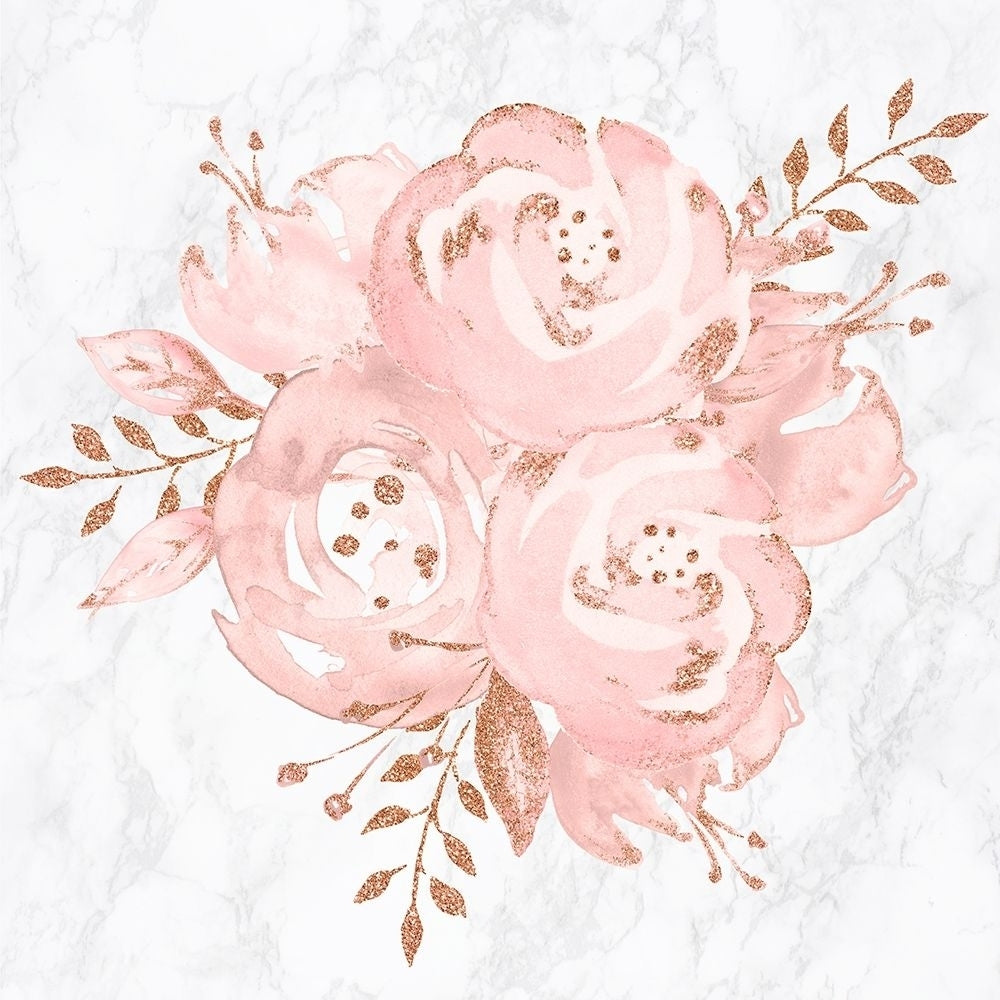 Floral Bouquet Rose Gold Pink Glitter on Marble Poster Print by Nature Magick Nature Magick-VARPDXGI018A Image 1