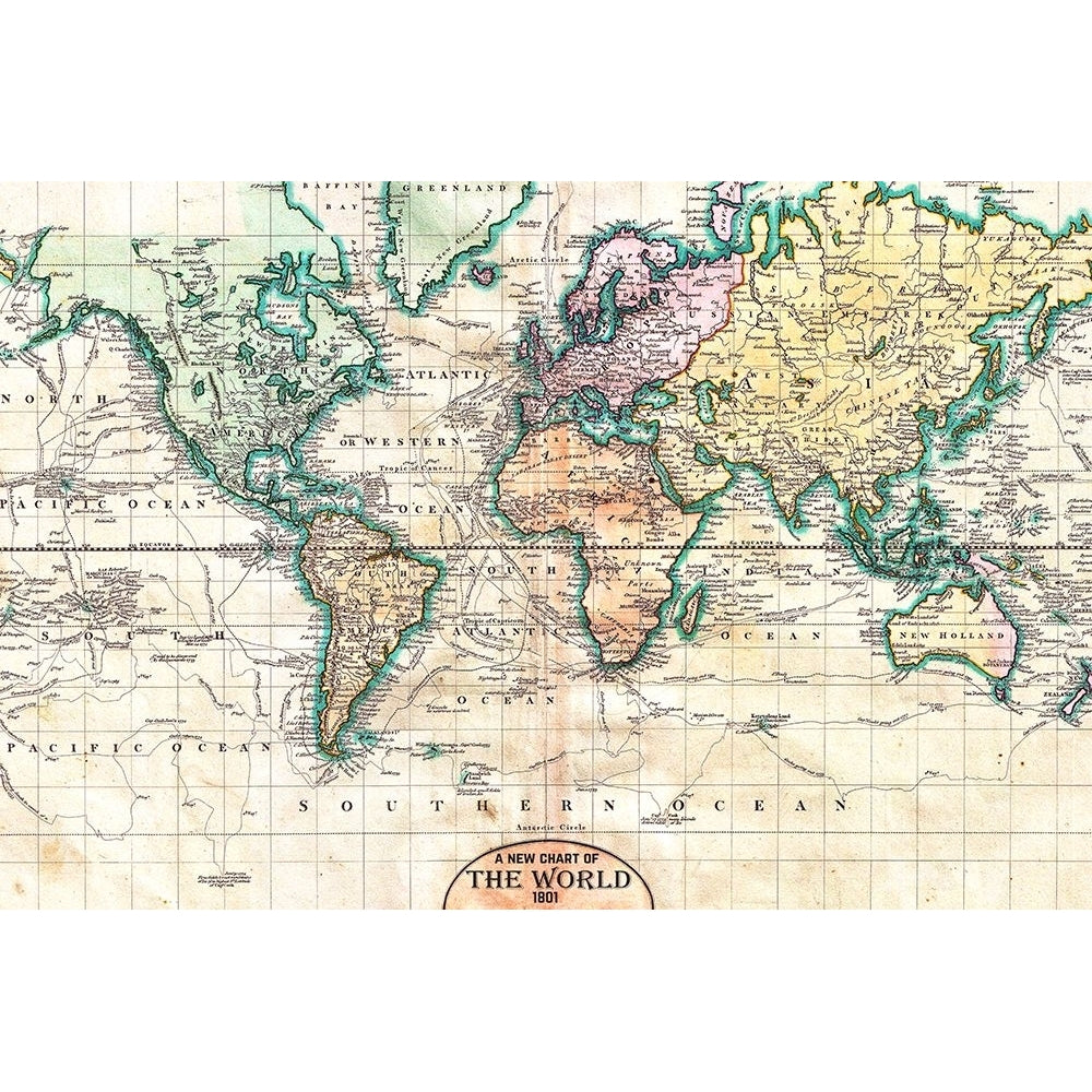 Vintage World Map 1801 Poster Print - Nature Magick-VARPDXGI121A Image 1