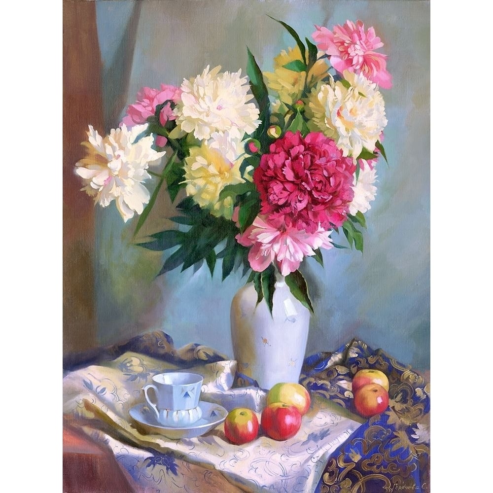 Peonies and apples Poster Print by Svetlana Goryacheva-VARPDXGS7 Image 1