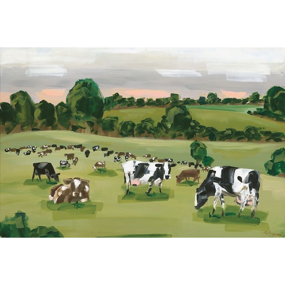 Abstract Field of Cows Poster Print - Hollihocks Art-VARPDXHH213 Image 1