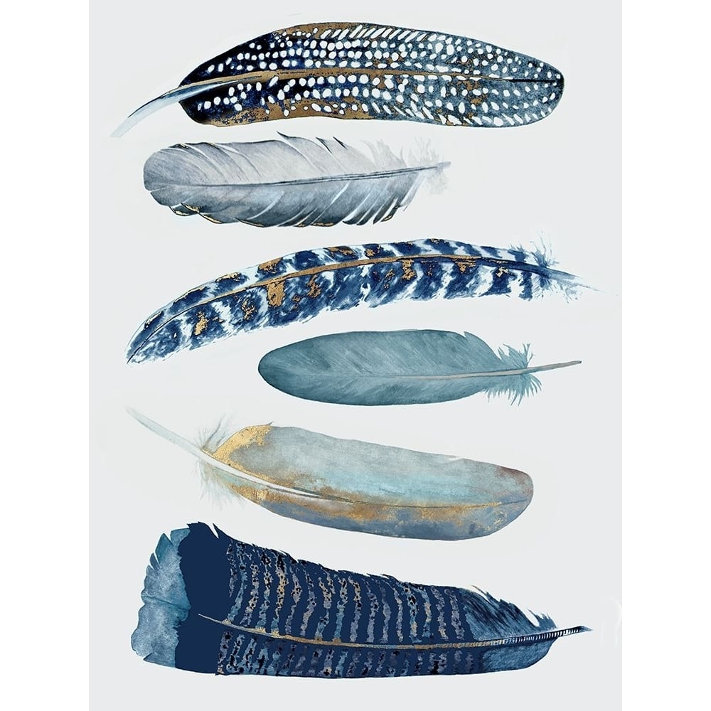 Blue And Gold Feathers II Poster Print - Jodi Hatfield-VARPDXHJ040A Image 1