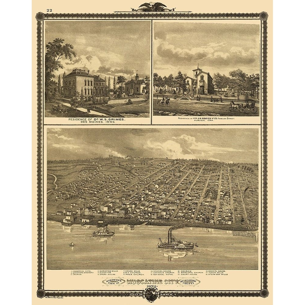 Muscatine Iowa - Andreas 1875 Poster Print by Andreas Andreas-VARPDXIAMU0001 Image 1