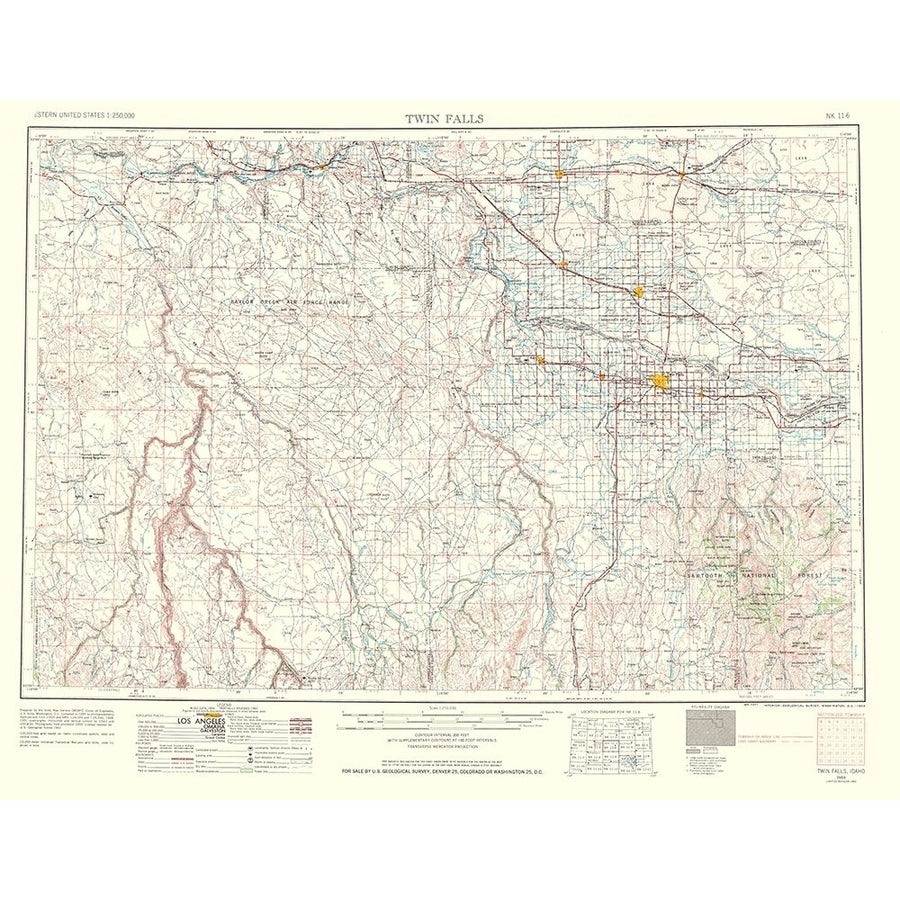 Twin Falls Idaho Quad - USGS 1963 Poster Print by USGS USGS-VARPDXIDTF0001 Image 1