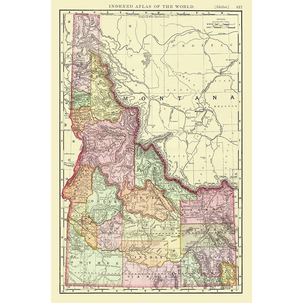 Idaho from Indexed World Atlas - Rand McNally 1897 Poster Print by Rand McNally Rand McNally-VARPDXIDZZ0004 Image 1