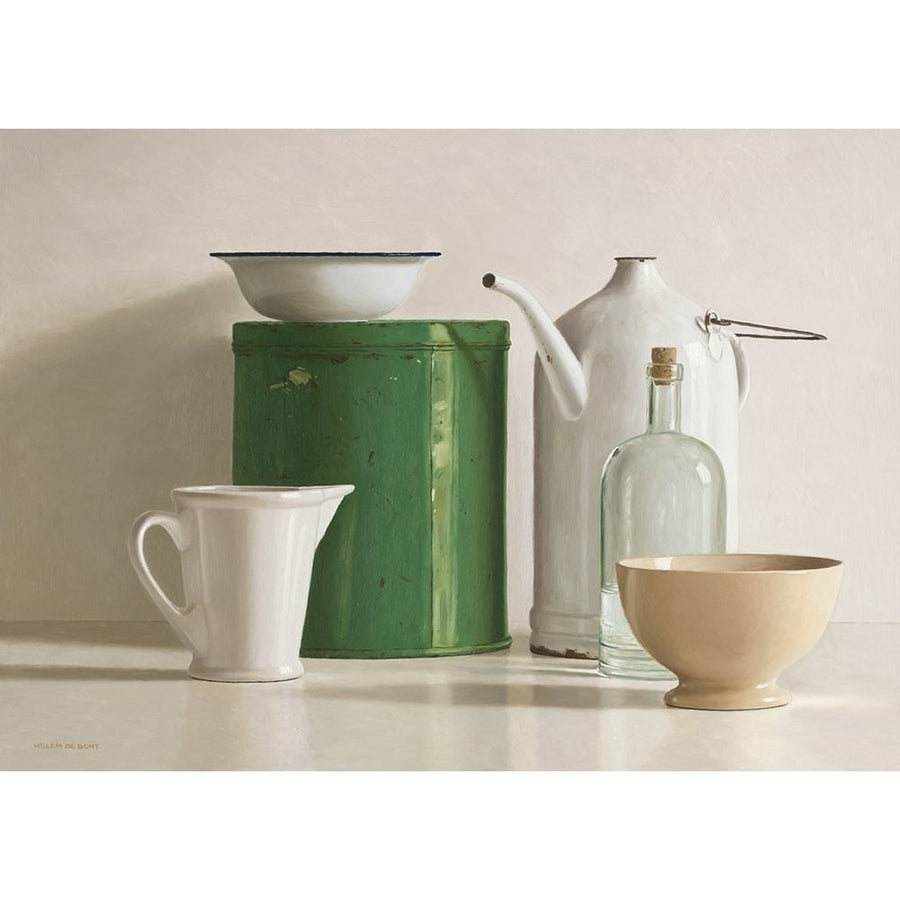 Green tin box-bottle-2 jugs and 2 bowl by Willem de Bont-VARPDXIG7327 Image 1