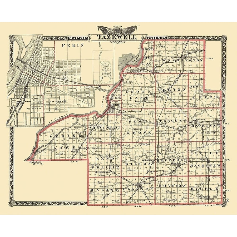 Tazewell Illinois Landowner - Warner 1876 Poster Print by Warner Warner-VARPDXILTA0001 Image 1