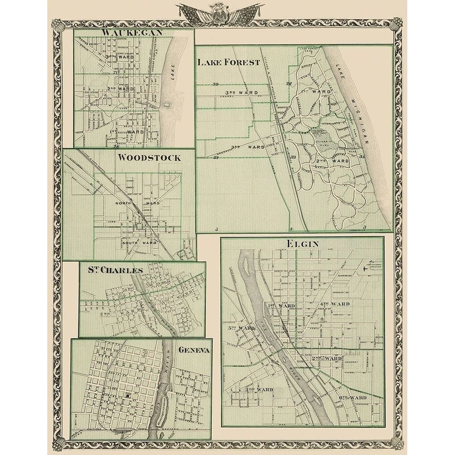 Waukegan Lake Forest Elgin Woodstock Illinois Poster Print by Warner Warner-VARPDXILWA0001 Image 1