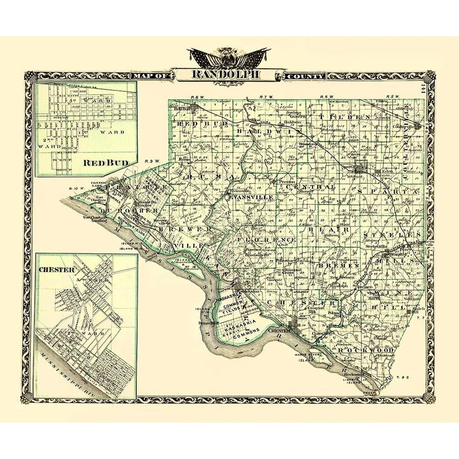 Randolph Illinois Landowner - Warner 1870 Poster Print by Warner Warner-VARPDXILRA0002 Image 1