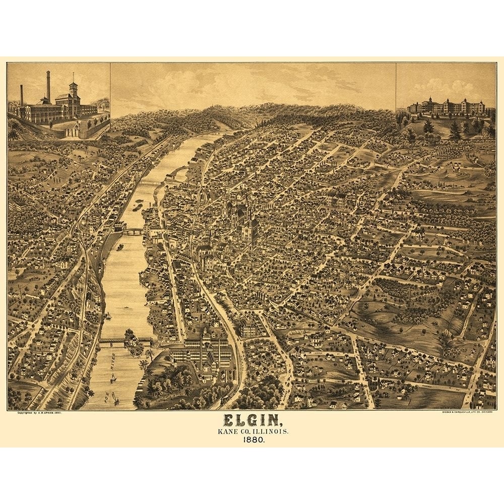 Elgin Illinois - Shober 1880 Poster Print by Shober Shober-VARPDXILEL0001 Image 1