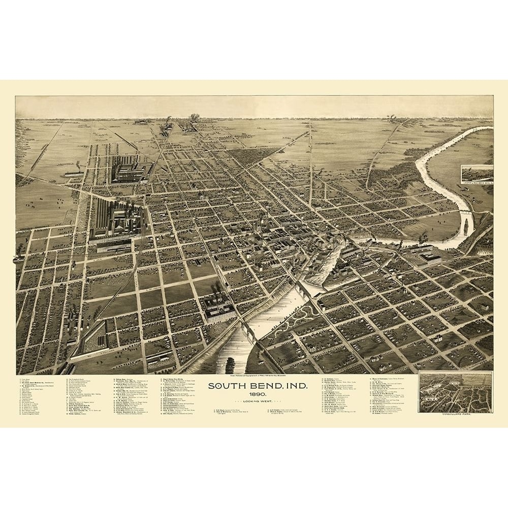 South Bend Indiana - Pauli 1890 Poster Print by Pauli Pauli-VARPDXINSB0003 Image 1