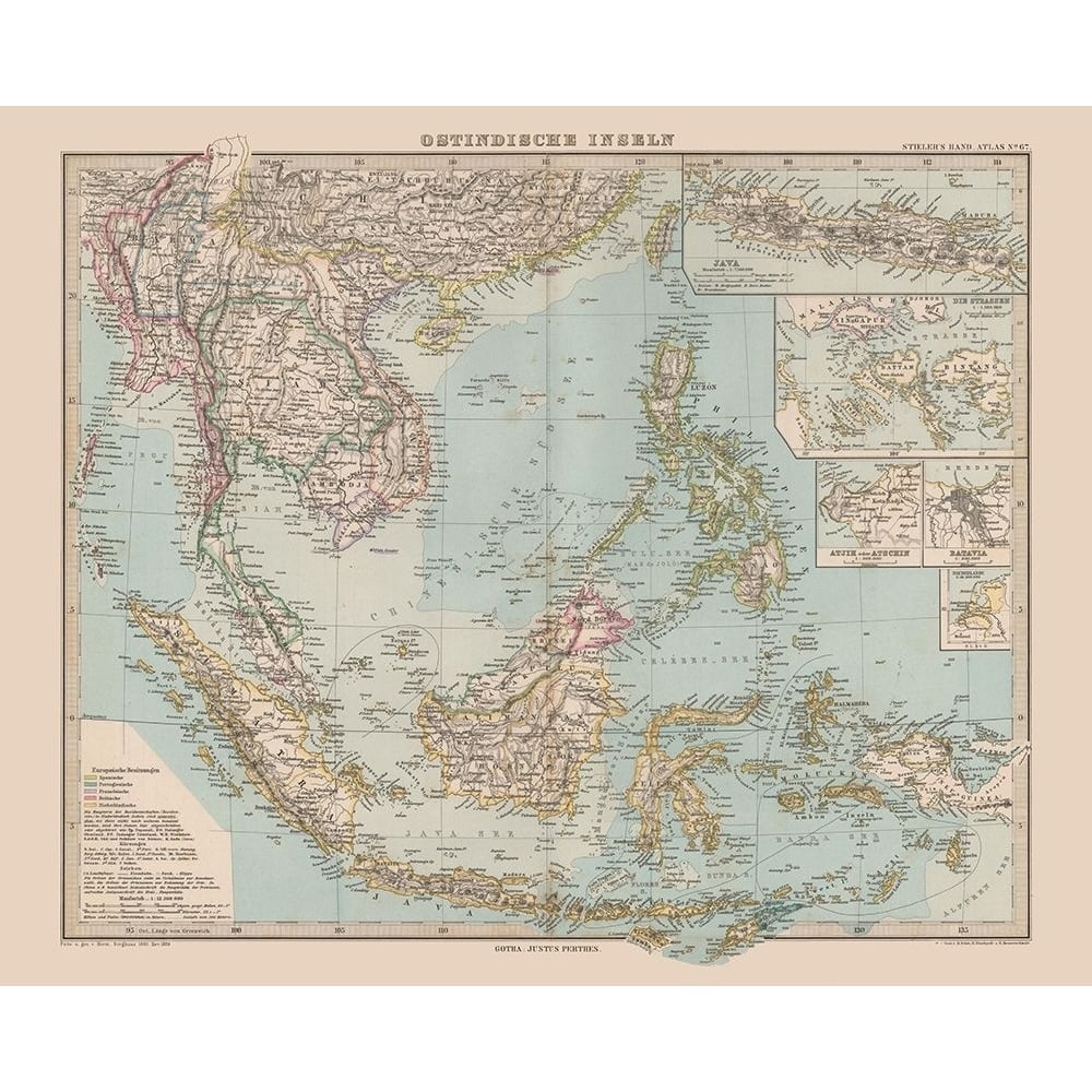 Southeast Asia - Stieler 1885 Poster Print by Stieler Stieler-VARPDXITAS0022 Image 1