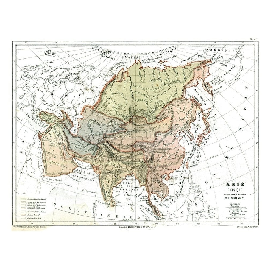 Physical of Asia - Cortambert 1880 Poster Print by Cortambert Cortambert-VARPDXITAS0048 Image 1