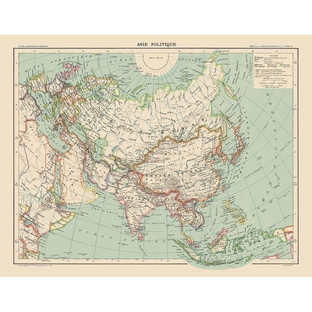 Political of Asia - Schrader 1908 Poster Print by Schrader Schrader-VARPDXITAS0040 Image 1