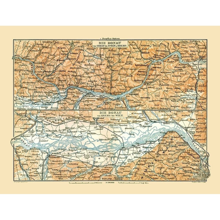 Danube River Grein to Vienna Austria Poster Print by Baedeker Baedeker-VARPDXITAU0107 Image 1