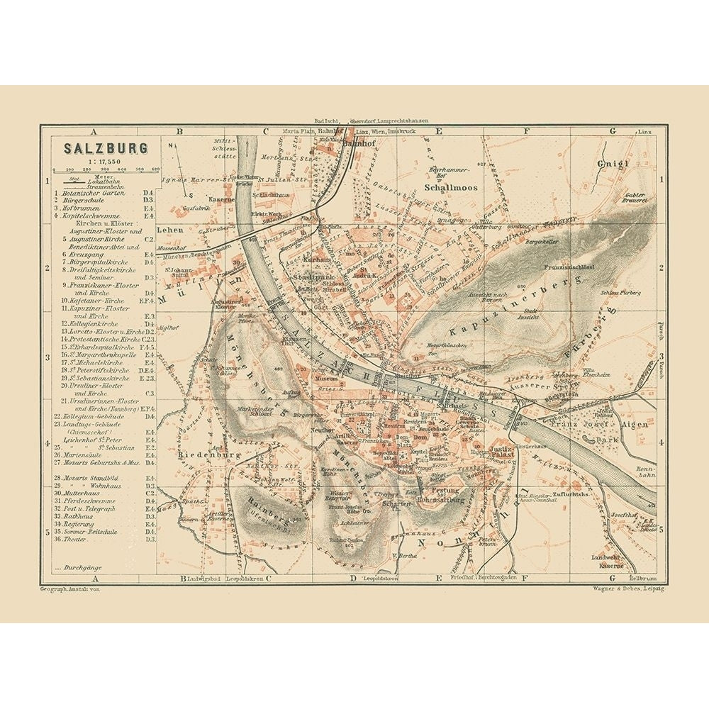 Salzburg Austria - Baedeker 1910 Poster Print by Baedeker Baedeker-VARPDXITAU0091 Image 1