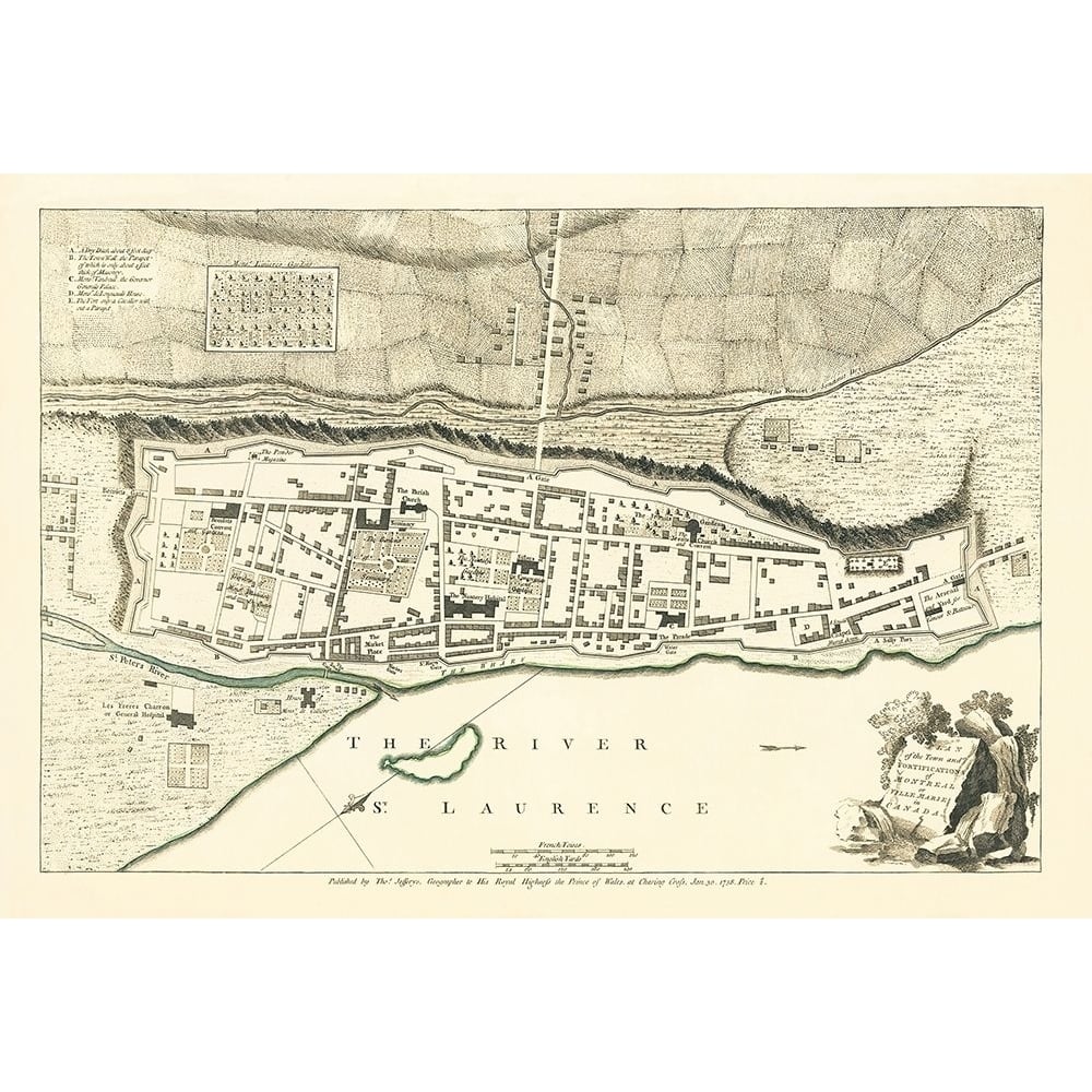 Montreal Town Plans Canada - Jeffreys 1758 Poster Print by Jeffreys Jeffreys-VARPDXITCA0016 Image 1