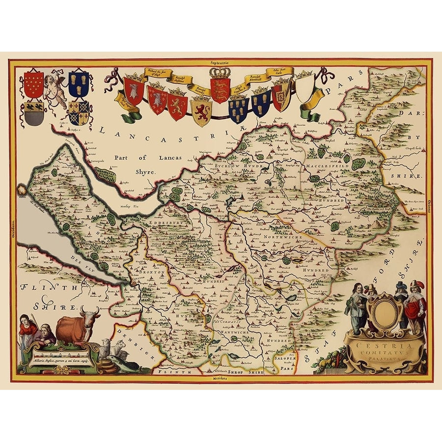 Cheshire County England - Blaeu 1646 Poster Print by Blaeu Blaeu-VARPDXITCH0004 Image 1