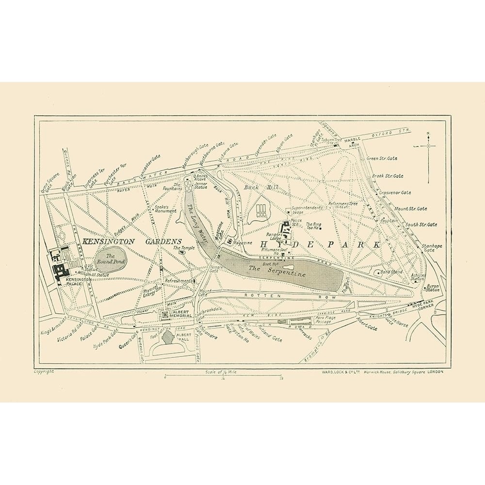 Hyde Park Kensington Gardens England - Ward 1913 Poster Print by Ward Ward-VARPDXITEN0052 Image 1