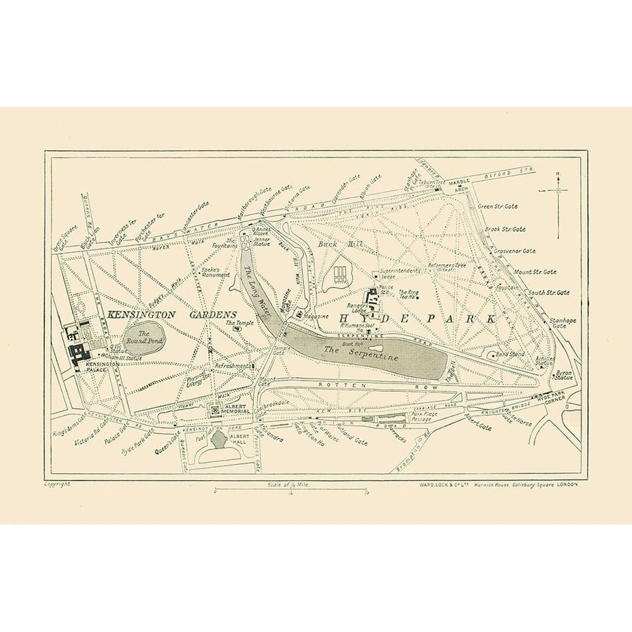 Hyde Park Kensington Gardens England - Ward 1913 Poster Print by Ward Ward-VARPDXITEN0052 Image 1