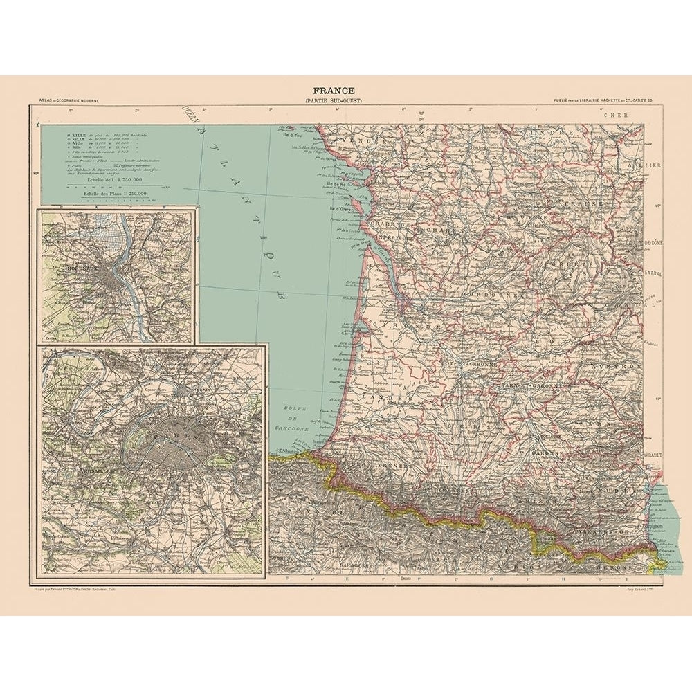 South West France - Schrader 1908 Poster Print by Schrader Schrader-VARPDXITFR0166 Image 1