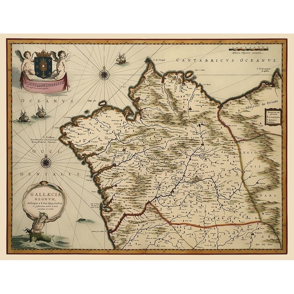 Iberian Peninsula Galicia Spain - Blaeu 1635 Poster Print by Blaeu Blaeu-VARPDXITGA0003 Image 1