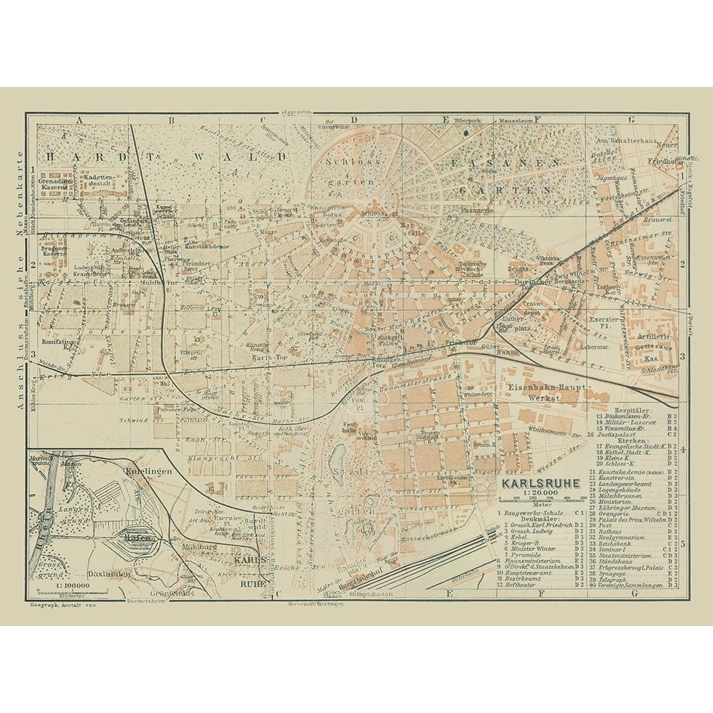 Karlsruhe Germany - Baedeker 1914 Poster Print by Baedeker Baedeker-VARPDXITGE0143 Image 1