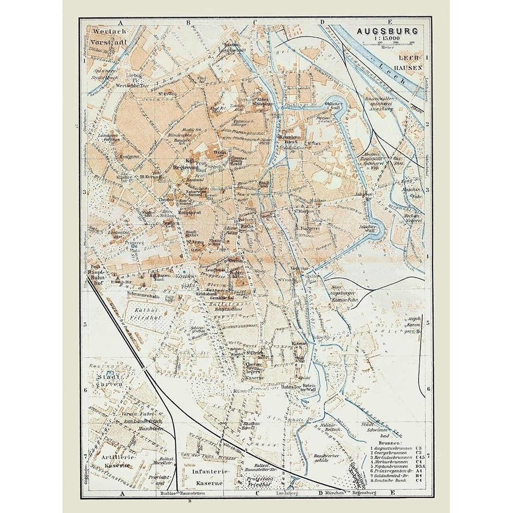 Augsburg Germany - Baedeker 1914 Poster Print by Baedeker Baedeker-VARPDXITGE0099 Image 1