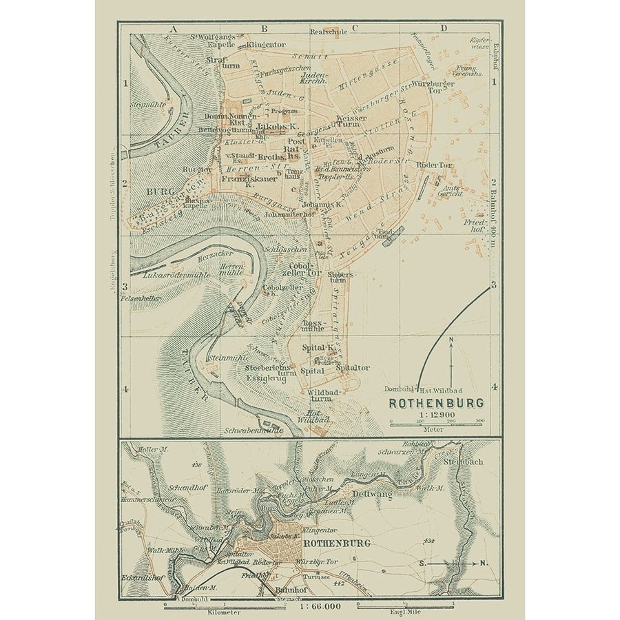 Rothenburg ob der Tauber Germany - Baedeker 1914 Poster Print by Baedeker Baedeker-VARPDXITGE0162 Image 1