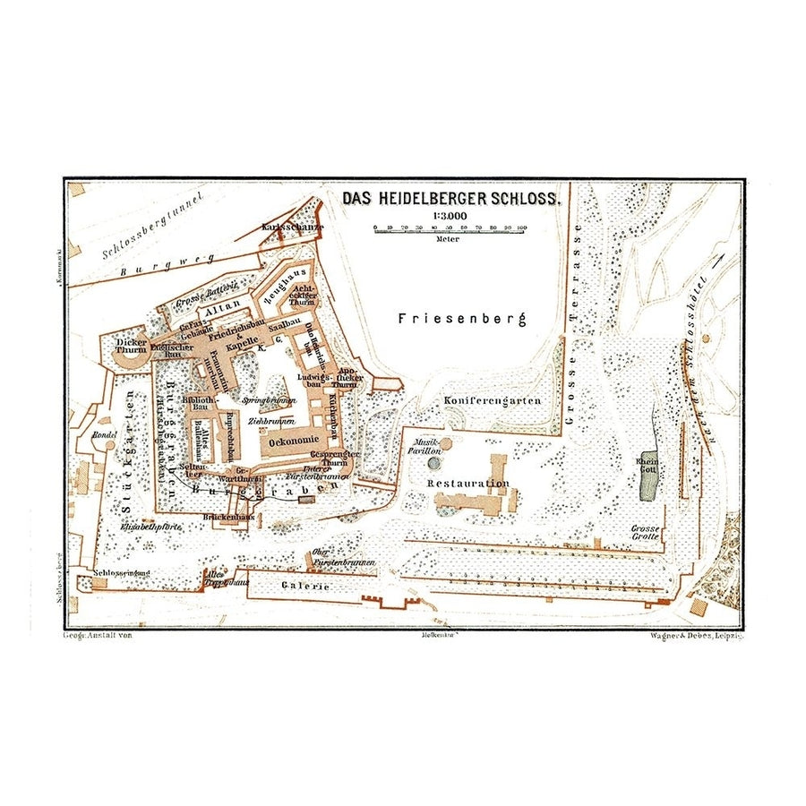 Heidelberg Castle Germany - Baedeker 1896 Poster Print by Baedeker Baedeker-VARPDXITGE0186 Image 1