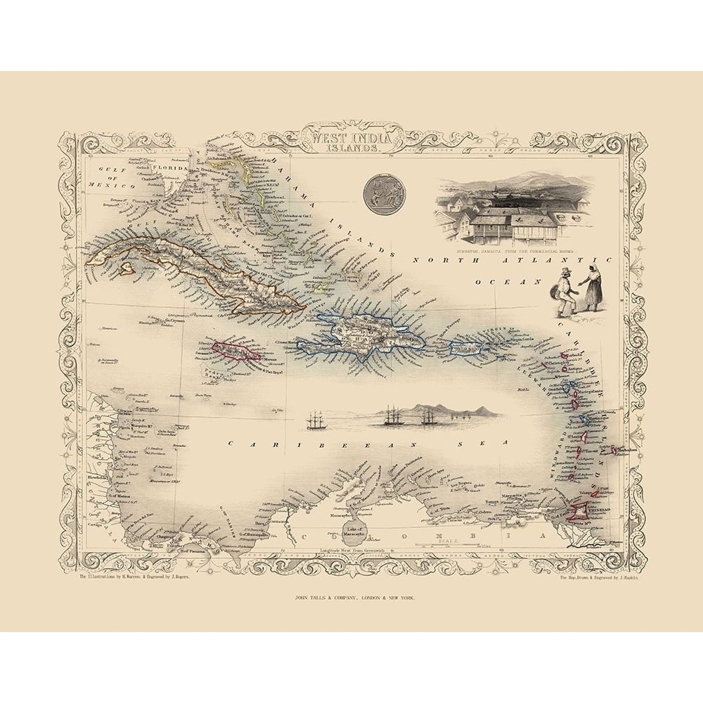 Caribbean Islands West Indies - Tallis 1851 Poster Print by Tallis Tallis-VARPDXITIN0014 Image 1