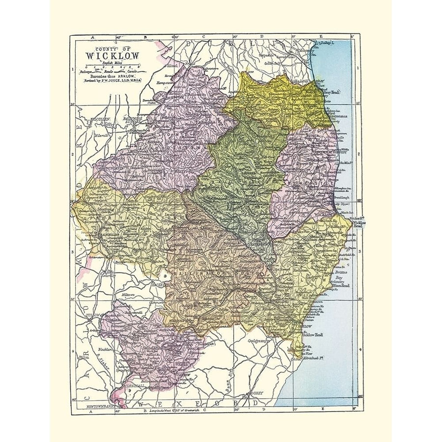 Wicklow County Ireland - Bartholomew 1882 Poster Print by Bartholomew Bartholomew-VARPDXITIR0020 Image 1