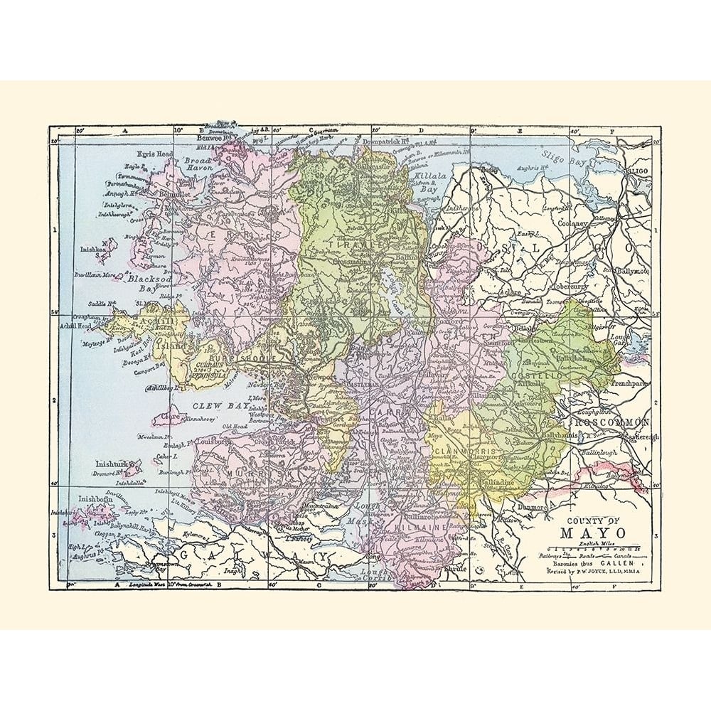 Mayo County Ireland - Bartholomew 1882 Poster Print by Bartholomew Bartholomew-VARPDXITIR0029 Image 1