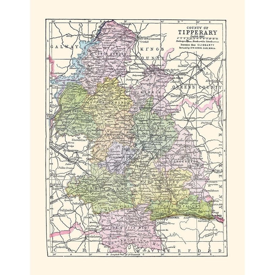 Tipperary County Ireland - Bartholomew 1882 Poster Print by Bartholomew Bartholomew-VARPDXITIR0022 Image 1