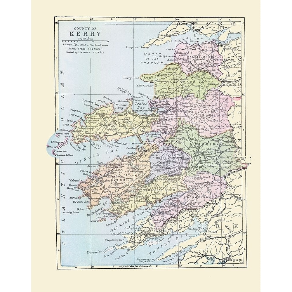 Kerry County Ireland - Bartholomew 1882 Poster Print by Bartholomew Bartholomew-VARPDXITIR0032 Image 1