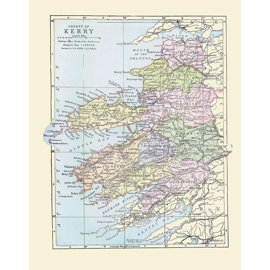 Kerry County Ireland - Bartholomew 1882 Poster Print by Bartholomew Bartholomew-VARPDXITIR0032 Image 1