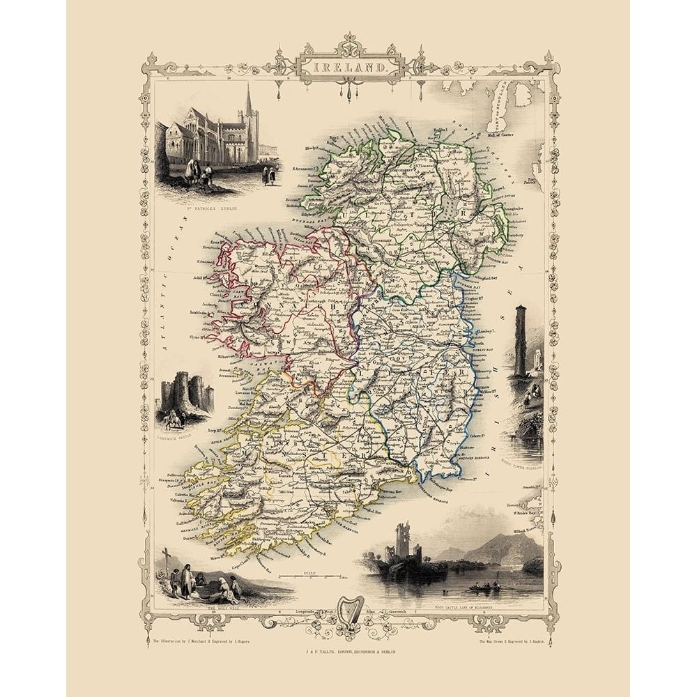 Ireland - Tallis 1851 Poster Print by Tallis Tallis-VARPDXITIR0014 Image 1