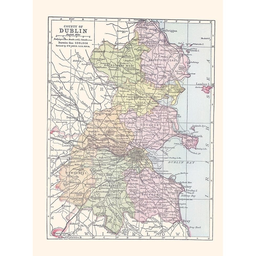 Dublin County Ireland - Bartholomew 1882 Poster Print by Bartholomew Bartholomew-VARPDXITIR0039 Image 1