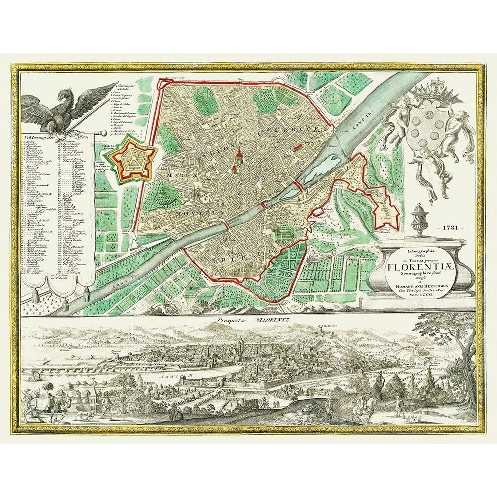 Florence Italy - Homann 1731 Poster Print by Homann Homann-VARPDXITIT0001 Image 1