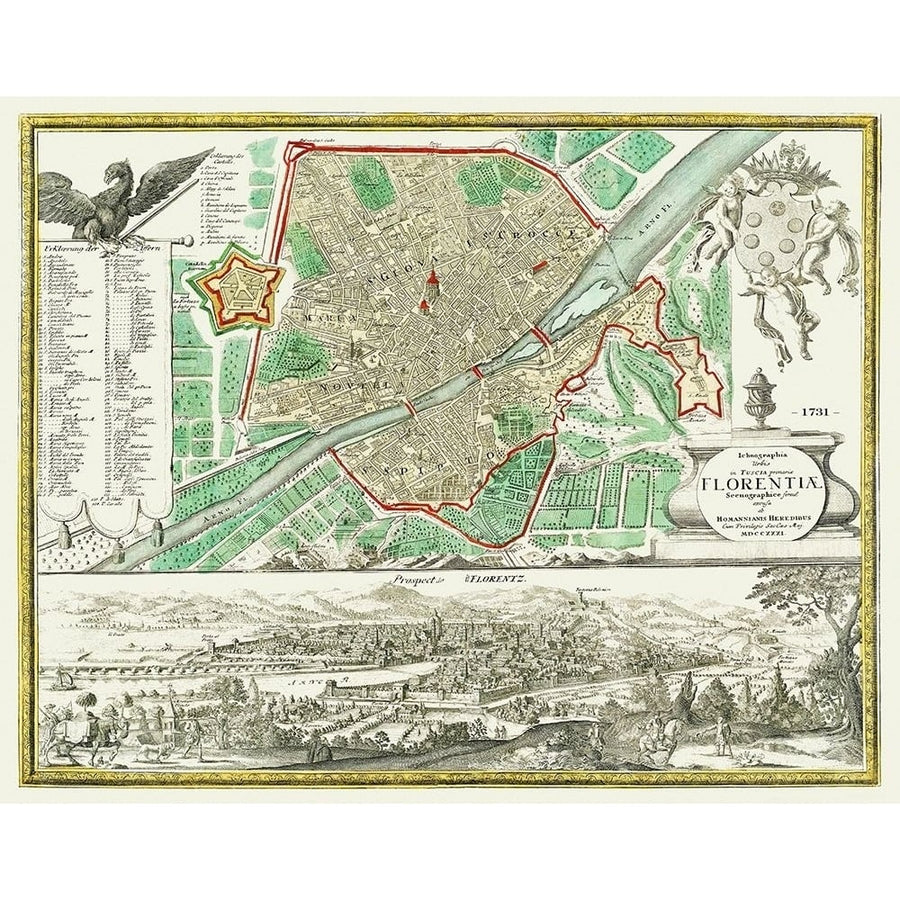 Florence Italy - Homann 1731 Poster Print by Homann Homann-VARPDXITIT0001 Image 1