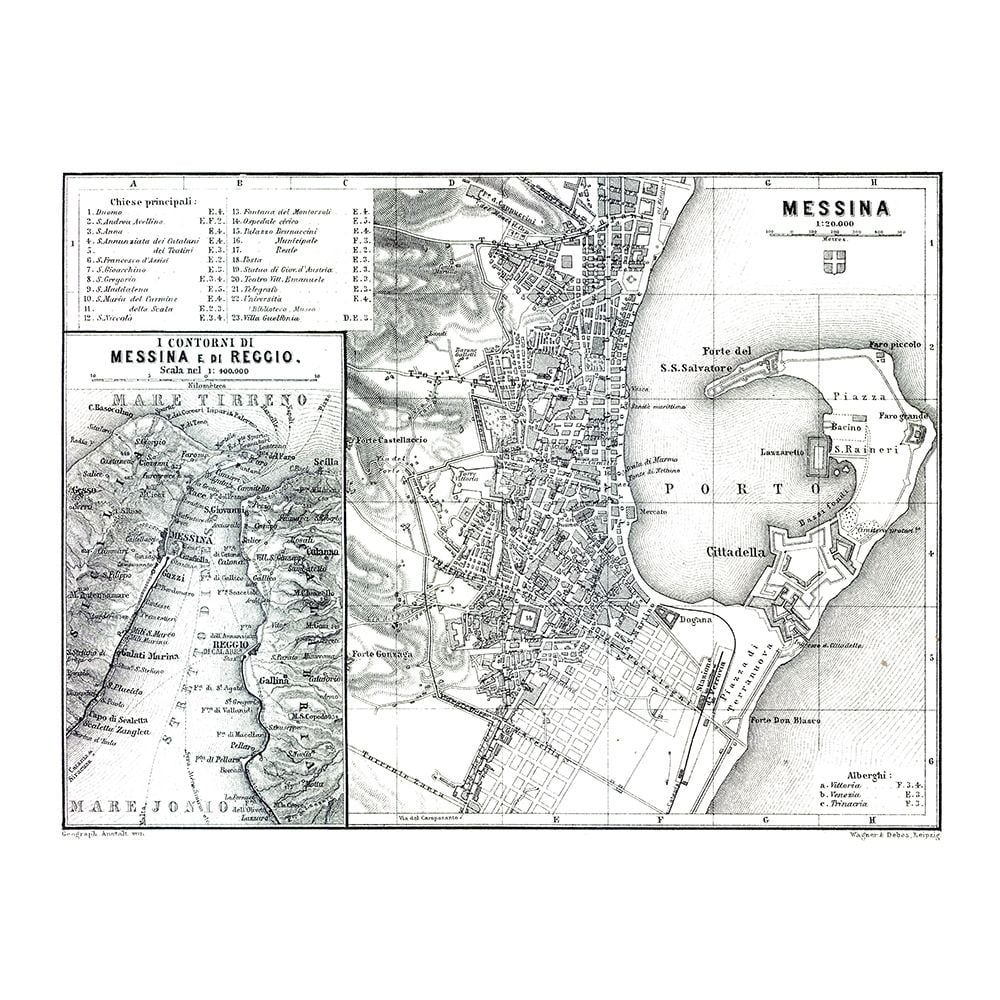 Messina Reggio Italy - Baedeker 1880 Poster Print by Baedeker Baedeker-VARPDXITIT0137 Image 1